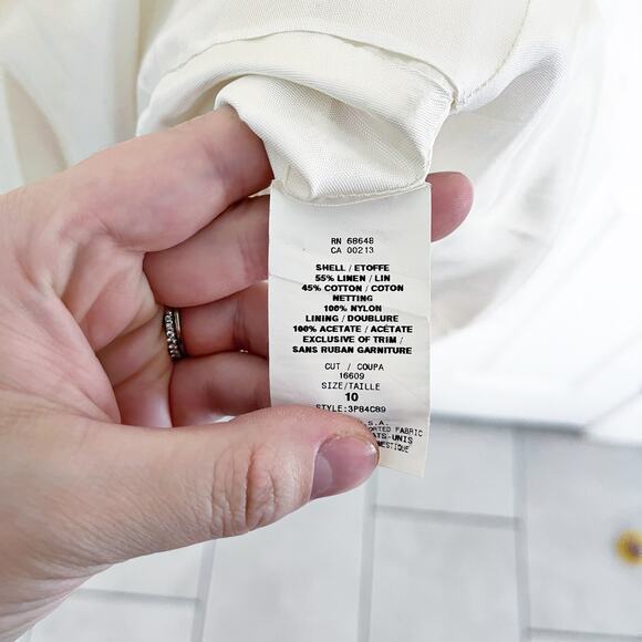 ABS by Allen Schwartz Light Yellow Linen Fit and Flare Dress - Picture 6 of 8